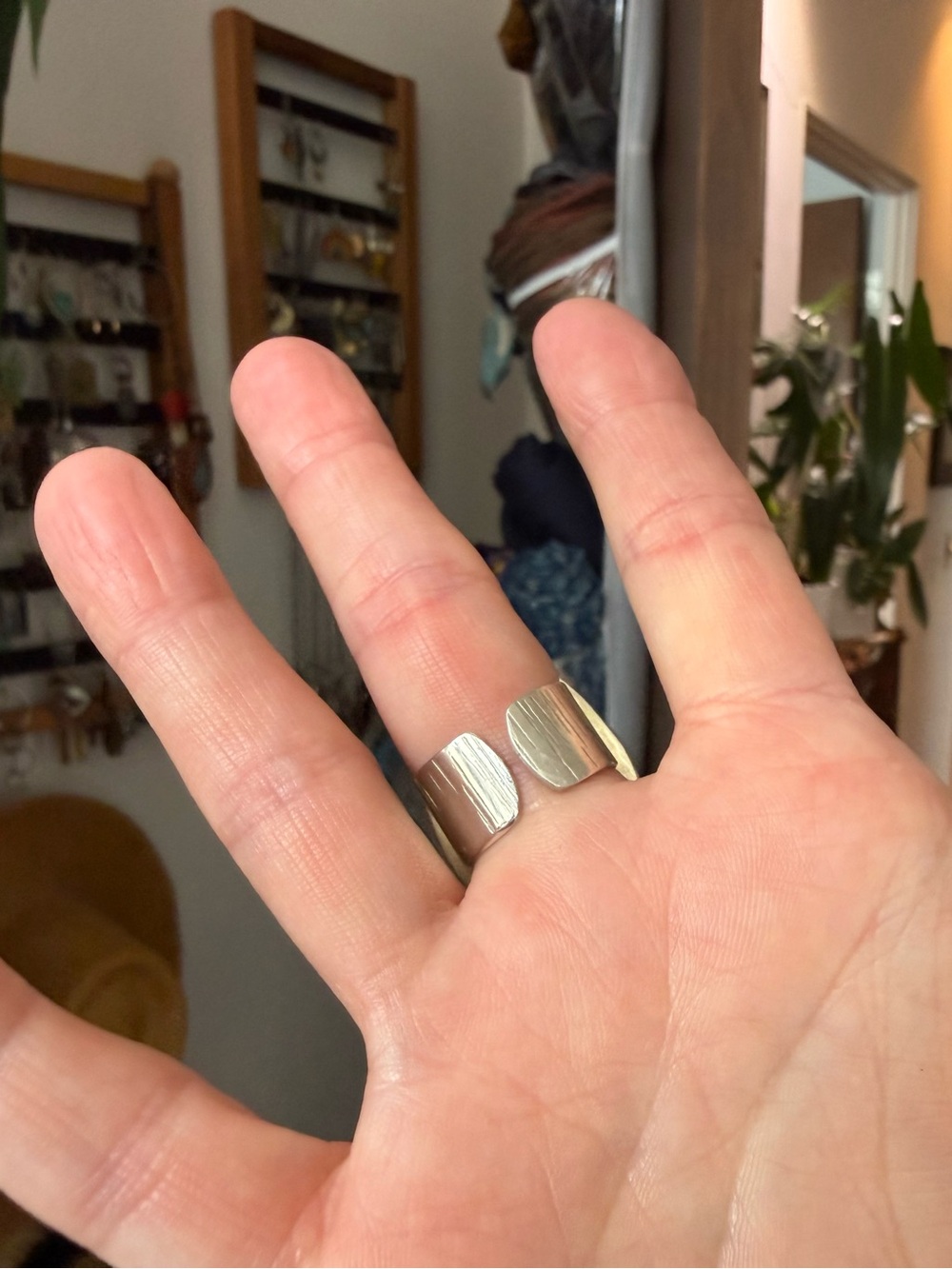 Black Druzy Agate and Silver Ring, Size 8 Adjustable - Picture 6 of 7